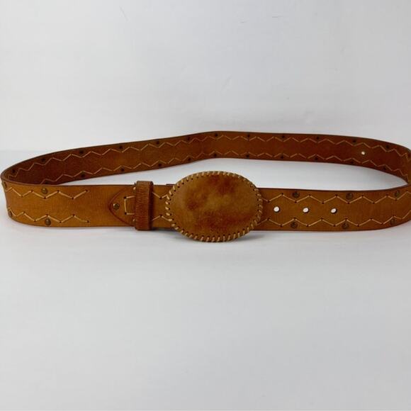 XXL Leatherbound Plate Hook Buckle Embellished Studded Women's Belt  XXL Western - Picture 6 of 12